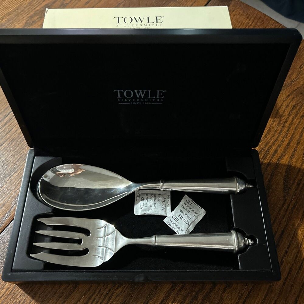 Towle Silversmiths Since 1690 Salad Fork & Spoon With Case